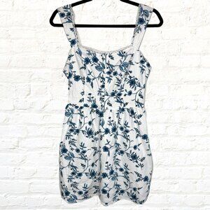 And Now This Blue and White Floral Mini Sundress with Pockets Size Medium